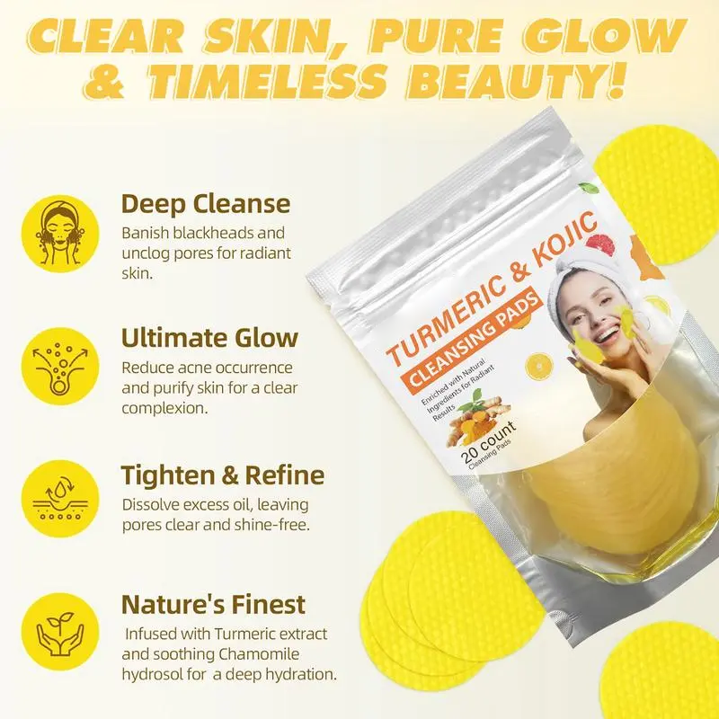 Turmeric & Kojic Acid Cleansing Pads - 20pcs🟡