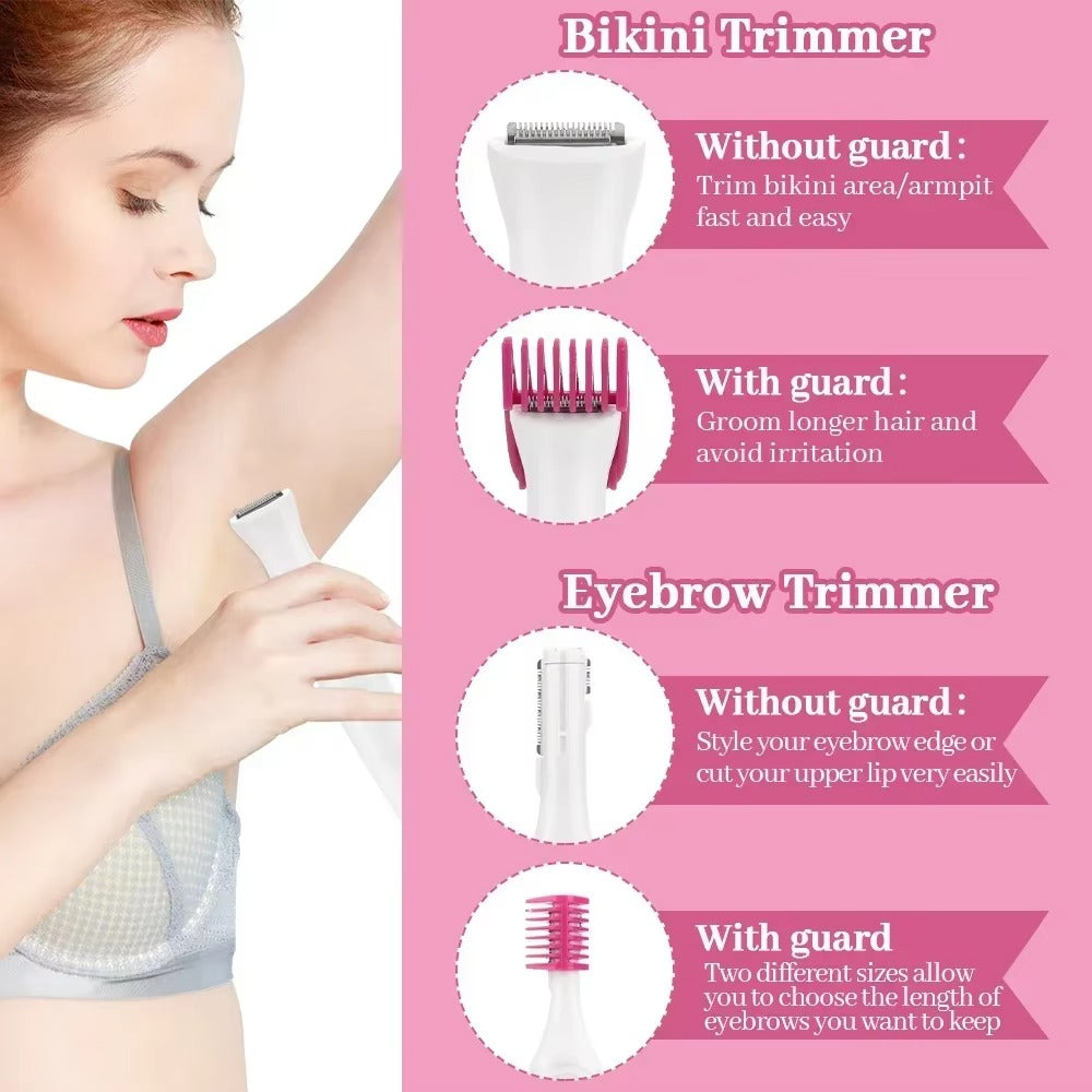 5-in-1 Electric Bikini Trimmer for Women – Precision Body & Facial Hair Grooming Kit