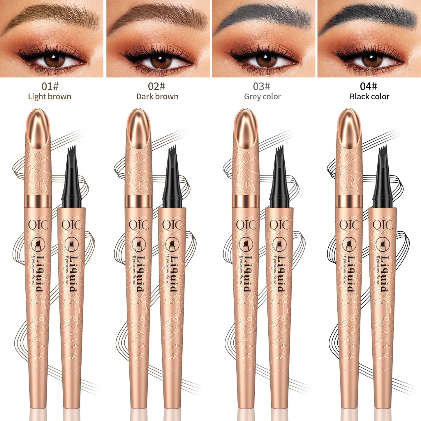 4 Tips Eyebrow Pen Waterproof Anti-smudge Long Lasting Liquid Brow 4 Colors Microblading Natural Wild Eyebrow Makeup