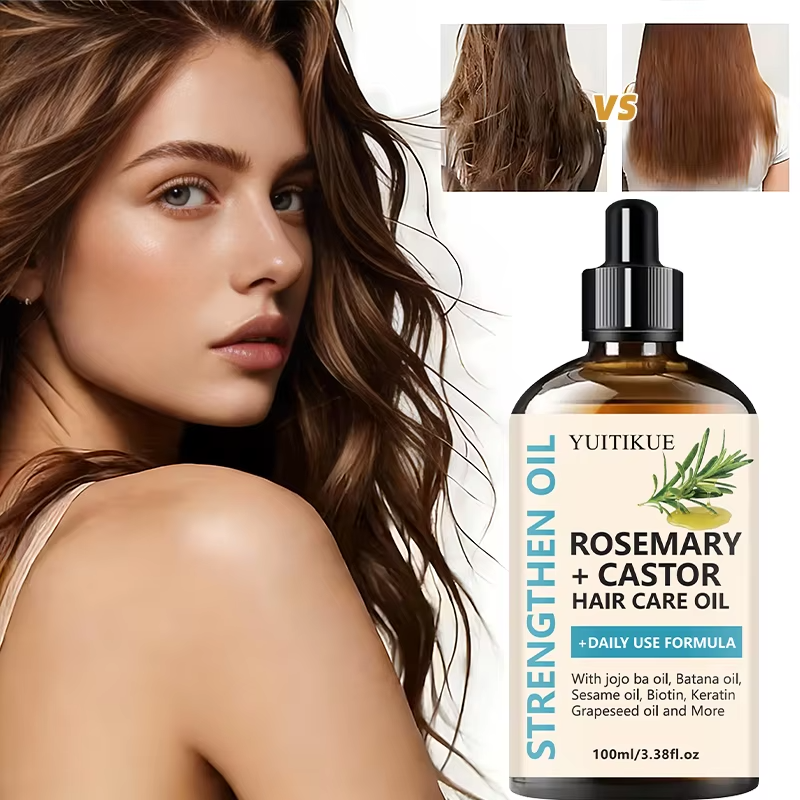 Rosemary + Castor Strengthening Hair Oil - Daily Use Hair Care Oil with Jojoba & Batana Oil for Hair Growth