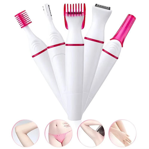 5-in-1 Electric Bikini Trimmer for Women – Precision Body & Facial Hair Grooming Kit