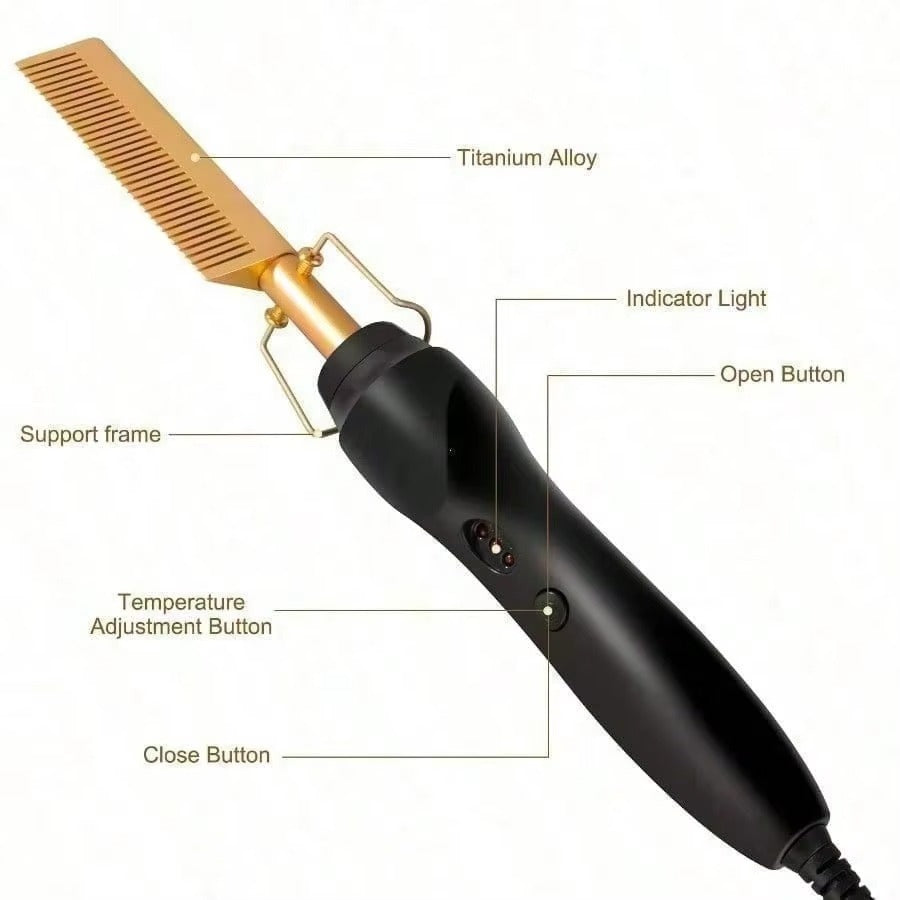 Electric Hair Straightening Brush — 2-in-1 Styling Comb