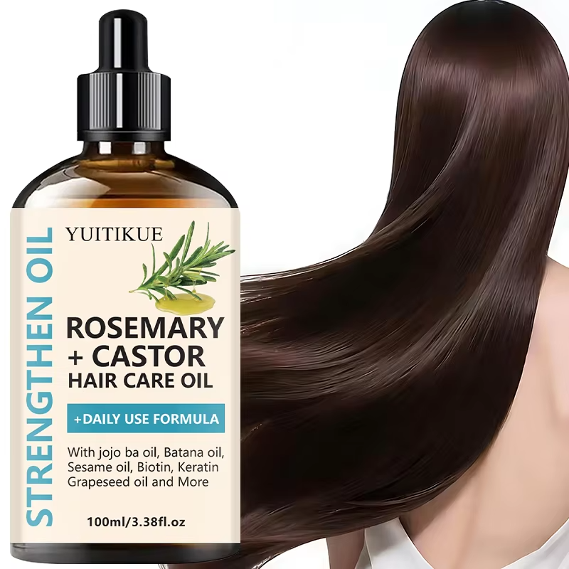 Rosemary + Castor Strengthening Hair Oil - Daily Use Hair Care Oil with Jojoba & Batana Oil for Hair Growth