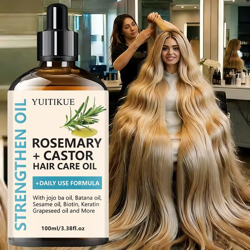Rosemary + Castor Strengthening Hair Oil - Daily Use Hair Care Oil with Jojoba & Batana Oil for Hair Growth